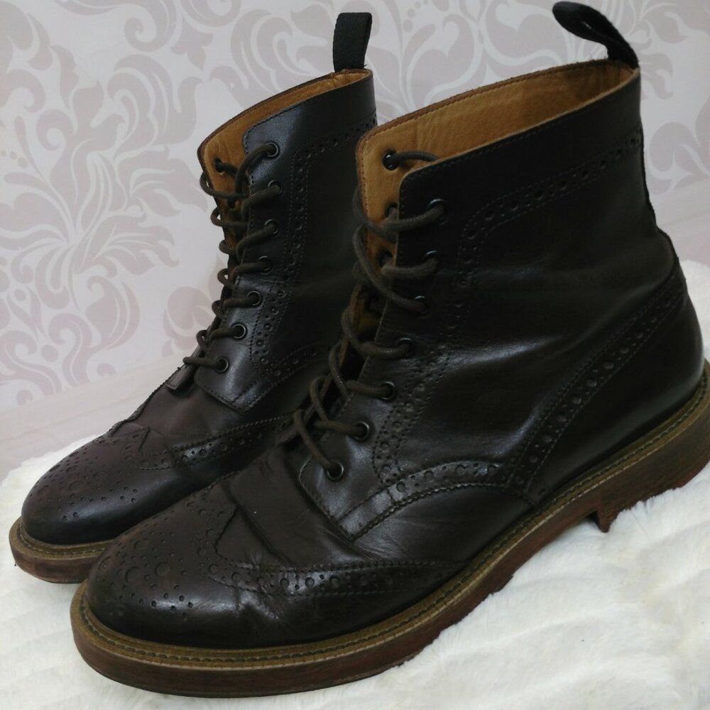 Vintage Aldo Mr B's Ankle Boots Mens 44 US 10 Wingtip Brogue Brown Leather